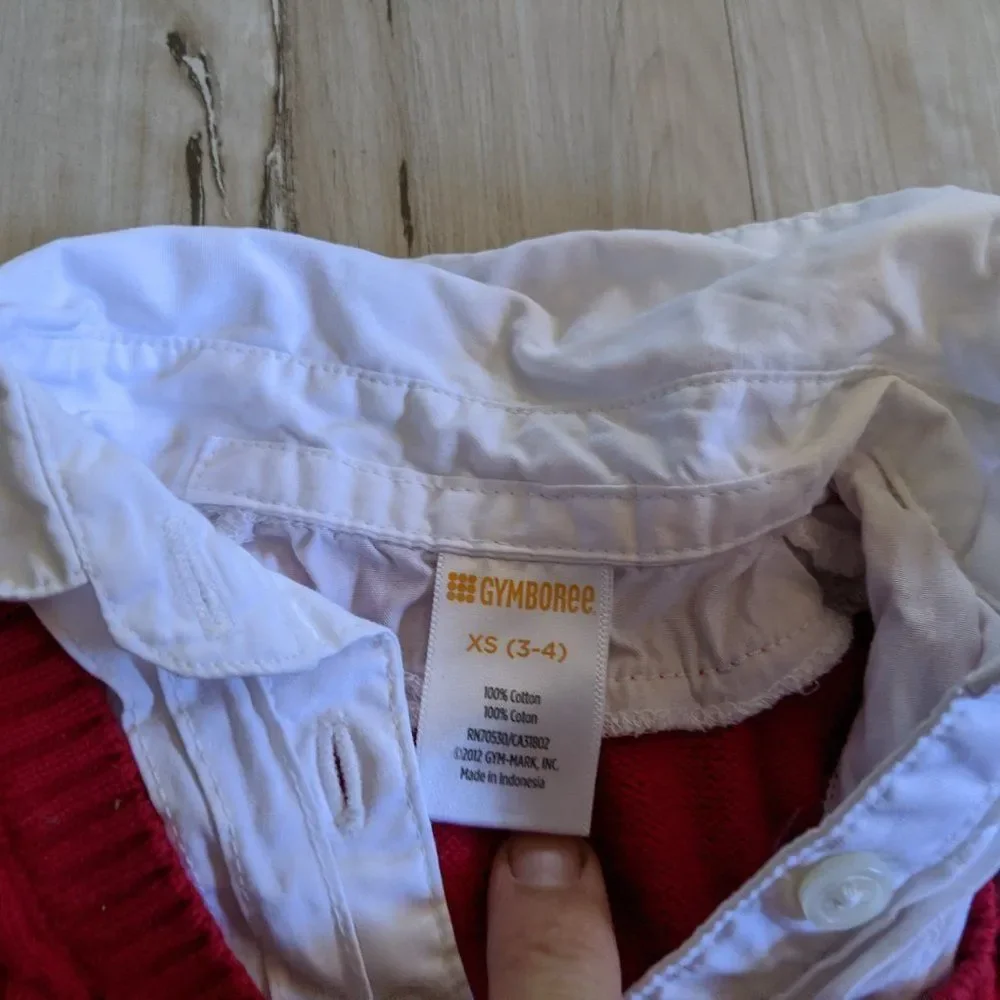 Gymboree Girl Knit Top Shirt Red Button‎ Down Pull